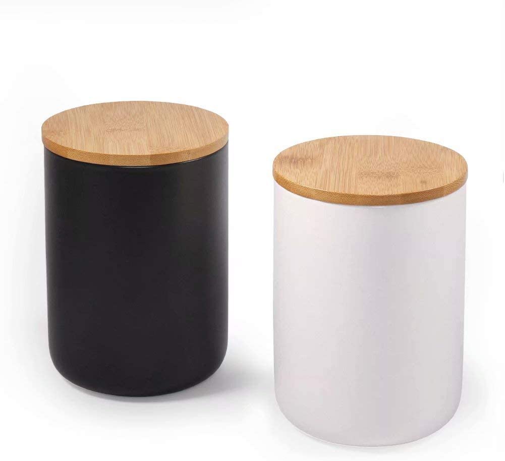 Белая керамическая посуда для собак и кошек, контейнер для еды с крышкой, керамический контейнер для питомцев под заказ с бамбуковой крышкой