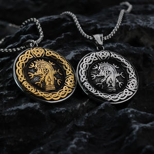 Vintage Stainless Steel Men's Pendant Viking Tree Of Life Dragon <b>Compass</b> <b>Necklace</b> Charm Themed Jewelry Gift For Clothing - Product Image 2