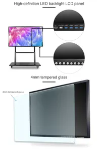 شاشة عرض LCD ذكية متعددة الاستخدامات باللمس مقاس 65/75/86/100/110 بوصة، لوح أبيض ذكي تفاعلي رقمي إلكتروني لغرفة الاجتماعات
