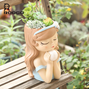 Roogo Vaso per Fiori da 7 Pollici a Forma di Fata Principessa, Moderno ed Ecologico in Poliresina con Foro di Drenaggio, Grande Dimensione per Giardinaggio e Piante Ornamentali - Product Image 4