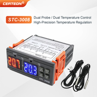 Thermostat numérique à double affichage 12V 24V 220V AC DC pour chauffage refroidissement humidificateur