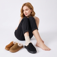Chaussons personnalisés pour femmes, automne-hiver, couleur unie, doublure en fourrure, bout fermé, pour mousse à mémoire de forme, semelle extérieure antidérapante en EVA