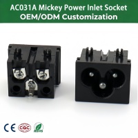 Prise d'alimentation IEC C6 Mickey Mouse AC031a à montage sur panneau, bornes à souder, 2,5A 250V pour adaptateurs d'ordinateurs portables