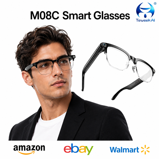 M08C AI Camera Glasses 8MP 1080P Video Recorder Wireless Transfer Open Ear Audio Outdoor Sports Wholesale Supplier