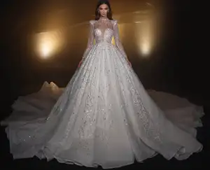 2024 Новое роскошное французское свадебное платье, Элегантное свадебное платье с длинным шлейфом, свадебное платье, свадебное платье