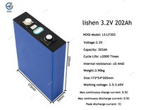 Sel Baterai LiFePO4 Lishen 202Ah 3.2V untuk Perakitan Paket Baterai Lithium 12V 24V 48V Kustom untuk Penyimpanan Energi Surya RV EV Kustom