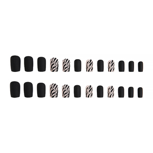 Oferta Especial: 24 <span class=keywords><strong>Uñas</strong></span> Postizas <span class=keywords><strong>Negras</strong></span> Nude <span class=keywords><strong>con</strong></span> Diseño Impreso, Estilo Ins, <span class=keywords><strong>Uñas</strong></span> a Presión <span class=keywords><strong>con</strong></span> Pegamento para Dedos, Elegantes - Product Image 6