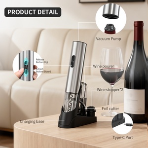 6 in 1 Luxury Professional Durable Base-charging Stainless Steel <b>Wine</b> Opener Electric <b>Wine</b> Opener with Electric Vacuum <b>Pump</b> - Product Image 6