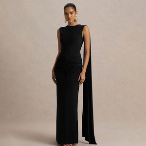 Vestido de Noche para Mujer, Sin Mangas, Espalda Descubierta, Color Sólido, Largo, Ajustado, para Fiestas Formales - Product Image 3