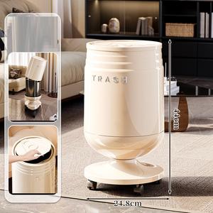 Poubelle à couvercle roulant en PP en forme de baril, avec double seau amovible et couvercle à bascule, pour salon, salle de bain et usage domestique - Product Image 6