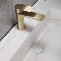 Robinets à levier unique de luxe en acier inoxydable Robinet mitigeur d'eau moderne en or brossé Robinet de salle de bain pour lavabo