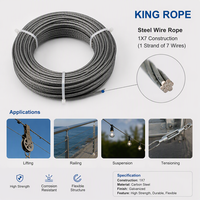 Câble métallique simple brin en acier à haute teneur en carbone 1X7 pour suspension et câblage BS/EN/GB/AISI/ASTM/DIN