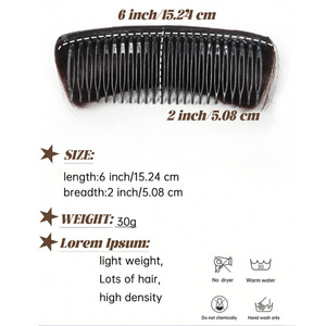 Perruque d'extension capillaire Al15 avec peigne intégré, cheveux raides noirs naturels, châtain clair, châtain foncé, toupet volumisant pour le dessus de la tête - Product Image 5