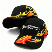 Gorra de Béisbol Personalizada con Bordado de Llamas, Diseño de 6 Paneles Estructurados, Ajustable, Deportiva, Urbana, Unisex, para Deportes al Aire Libre y Running