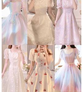 Wholesale Summer Women's French Bubble Sleeve Dress Women's Fragmented Flower Skirt Used <b>Clothes</b> - Product Image 4