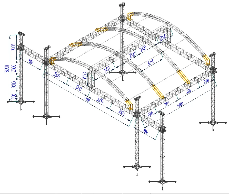 Tampilan Rangka Keran Aluminium/Sistem Rangka Klep/Tenda Atap Truss untuk Acara Luar Ruangan