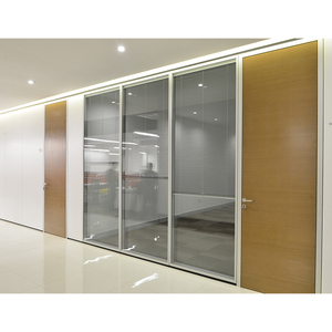 สำนักงานแบบครึ่งกระจกพร้อมฉากกั้นไม้ โต๊ะทำงานสำนักงานพร้อมฉากกั้นกระจก ฉากกั้นสำนักงานไม้และกระจก - Product Image 5