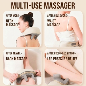 Cuscino Massaggiante Riscaldato con Vibrazione e Compressione, Cuscino Portatile per Massaggio Collo, Spalle e <span class=keywords><strong>Schiena</strong></span> per Relax Quotidiano - Product Image 4