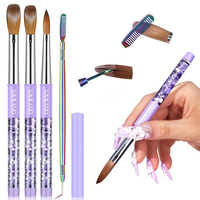 Personnalisez votre LOGO – Pinceau à ongles en acrylique Kolinsky, pinceau anti-poussière pour nail art, pinceau liner, colle à ongles, ensemble de pinceaux 3D pour ongles