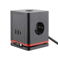Desk Surge Protector Power Strip Eu Cube Power Strip Desktop Outlet 3 Way Cube Socket con USB y cable de carga