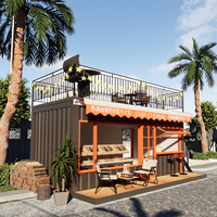 Magasin de conteneurs préfabriqués avec terrasse, produit fini, espace commercial modulaire pour usage commercial, design moderne, atelier de centre commercial