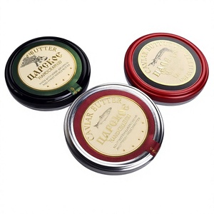 Boîte à caviar de luxe personnalisée avec impression dorée en relief, emballage texturé de haute qualité, étiquette autocollante imperméable et résistante au froid pour caviar - Product Image 1