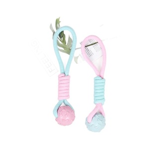 Pet Rope Toys For Medium Large Dogs Teeth Cleaning Chew Toy With Cotton <b>String</b> And Rubber <b>Ball</b> Design - Product Image 5