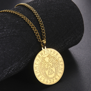 Dio Odin due corvi Huginn e Muninn collana pendente in acciaio inossidabile corvo norrena collana vyking mitologia pagana talismano - Product Image 1