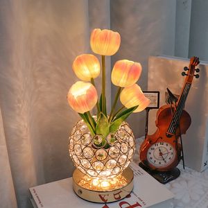 Lámpara de Noche de Tulipán Artificial, Lámpara Decorativa de Lujo, Lámpara de Noche para Dormitorio, Lámpara de Ambiente de <span class=keywords><strong>Cristal</strong></span>, Regalo de San Valentín - Product Image 2