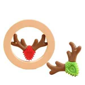 跨境热卖新款安全圣诞鹿角形宠物狗磨牙棒咀嚼玩具