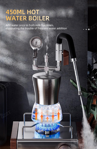 Mousseur à lait électrique et à gaz double usage en acier inoxydable 450 ml + 600 ml, double capacité, pour hôtel, voiture, bureau, extérieur et maison - Product Image 2