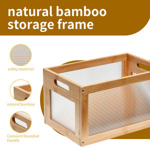 Youlike Multifunctional High Quality Desktop Bamboo Frame Acrylic <b>Basket</b> <b>Storage</b> Organizer for Kitchen Living Room - Product Image 6