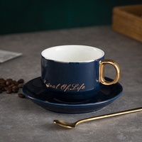 Offre Spéciale : Ensemble Tasse et Soucoupe en Céramique Dorée de Luxe avec Poignée et Cuillère Dorées