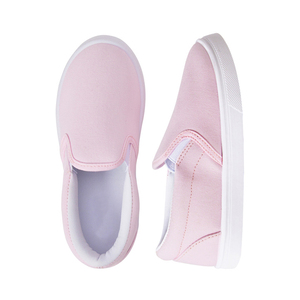 Chaussures décontractées en toile rose clair à enfiler, ouverture élastique, légères, plates, antidérapantes, semelle en caoutchouc blanc - Product Image 1