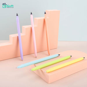 Stylo bille jaune personnalisé 2 en 1, un côté stylo bille, l'autre côté crayon sans encre, stylo à usage permanent - Product Image 5