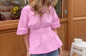 <span class=keywords><strong>Camicetta</strong></span> da donna a maniche corte senza schienale Top <span class=keywords><strong>camicetta</strong></span> Casual ampia e traspirante <span class=keywords><strong>con</strong></span> fiocco grande - Product Image 4