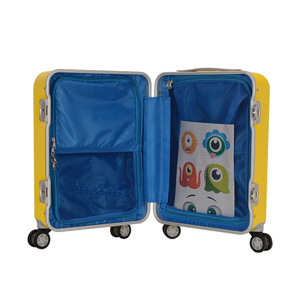Yellow 16-Inch Square Student Trolley <b>Suitcase</b> With Swivel <b>Wheels</b> For Travel Carry-On - Product Image 4