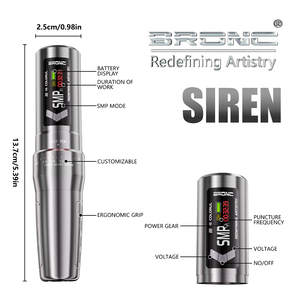 Stylo sans fil à course réglable pour SMP et <span class=keywords><strong>tatouage</strong></span> 1500 + heures durée de vie SIREN 2 pièces 1800 MAh batterie utilisation d'aiguille jetable - Product Image 2