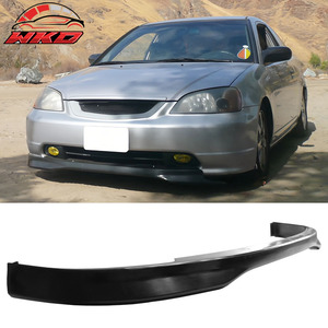 Convient pour Honda Civic 2001-2003, lèvre de pare-chocs avant style T-R, non peinte, noire - Product Image 1