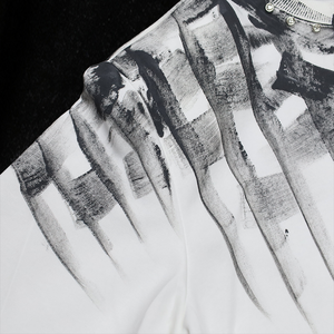 T-shirt imprimé à manches courtes pour homme, 100 % coton, col rond, coupe classique, streetwear décontracté, motif pinceau à encre, design personnalisé - Product Image 4