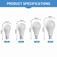 Lampe d'urgence LED intelligente rechargeable super lumineuse B22 E27 85-265V 7W 9W 12W 15W à économie d'énergie 10000K Garantie 2 ans