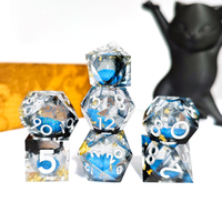 Nouvelle Tendance 2026 : Ensemble de dés polyédriques en résine à noyau liquide, bleus, à bords vifs, pour TRPG, Dungeons & Dragons et jeux de table
