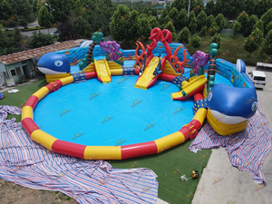 Parco acquatico a terra gonfiabile commerciale della terra Mobile con lo scivolo della piscina per gli adulti - Product Image 2