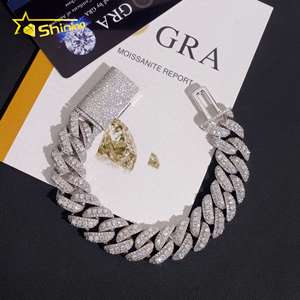 Bracciale Cubano Iced Out in Ottone Placcato Oro con Moissanite VVS da 18mm, con Puntatore Rialzato, Supera il Test del Diamante, Gioielli Hip Hop, con GRA - Product Image 1