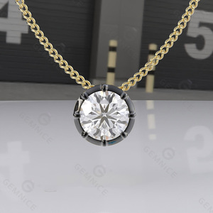 Pendentif en diamant Gemnel, or et noir, 2 tons, argent 925, collier avec pendentif en diamant CZ taille brillant pour femme - Product Image 3