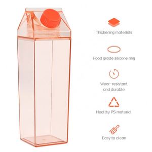 500ml 17oz Transparent Acrylic Square Leak-Proof Milk & <b>Water</b> <b>Bottle</b> with Lid Party Use Dishwasher Safe - Product Image 6