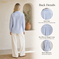 Chemisier décontracté Yegao en popeline 100 % coton, imprimé numérique, anti-plis, respirant, rayé, boutonné, pour femme – Vente en gros, personnalisable, ODM