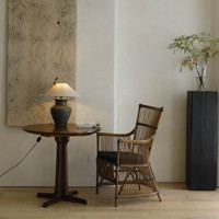 Chaise en rotin d'accoudoir en rotin véritable rétro simple de style nordique