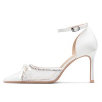 Chaussures de mariée élégantes en soie blanche à bout pointu, talons sexy et tendance pour femmes, tailles 33-42