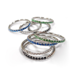 316L 스테인레스 스틸 G23 티타늄 코 귀 연골 및 바디 피어싱 쥬얼리 지르콘 힌지 리모콘 세그먼트 링 결혼식 - Product Image 4